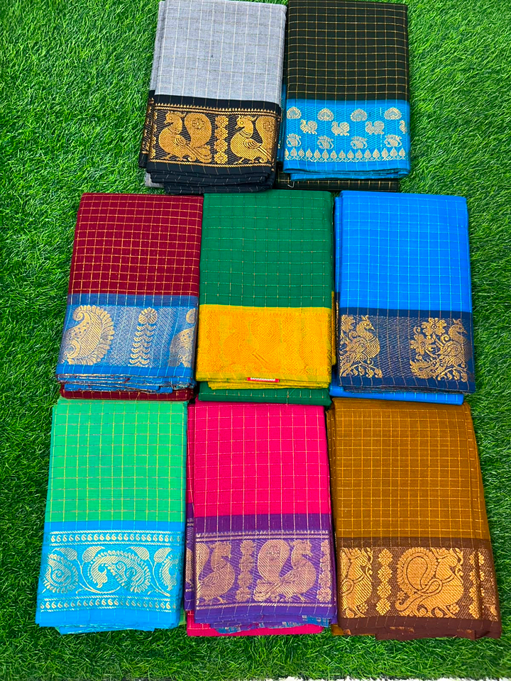 Kanchi Cotton Sarees Madurai sungudi jari kattam