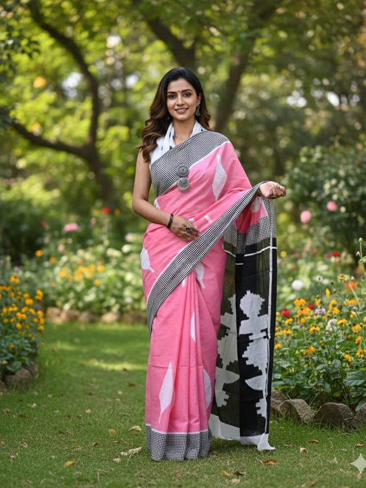 Bagru Boho Mul Mul Saree