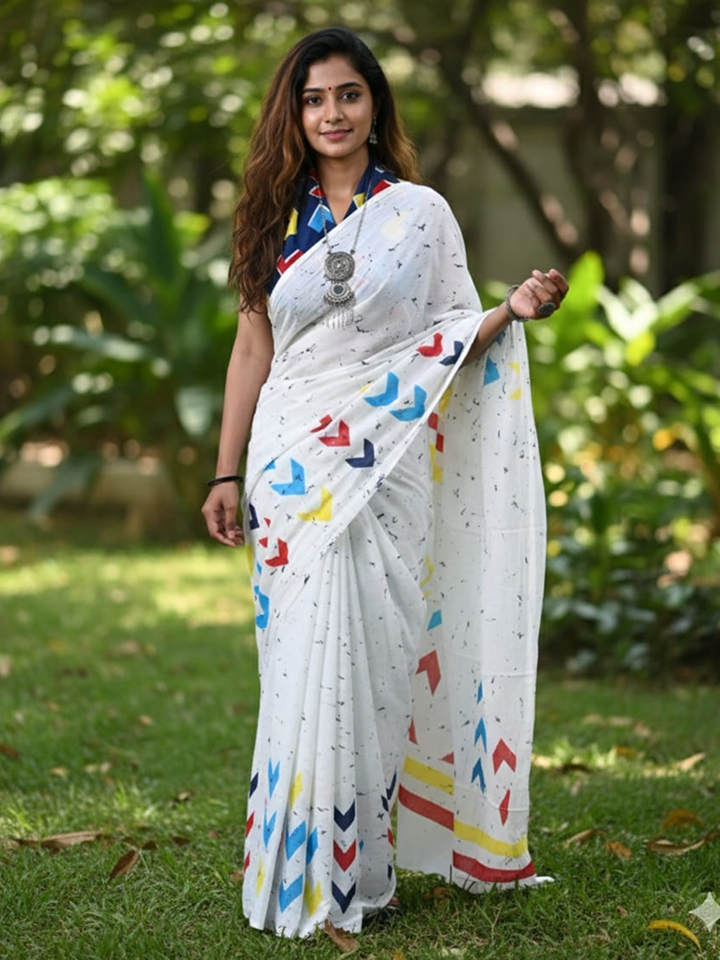 Bagru Charm Mul Mul Saree